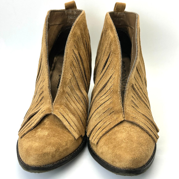 Coconuts By Matisse Lambert Saddle Fringe Ankle Boots Camel Western 8 Faux Suede - Picture 4 of 14